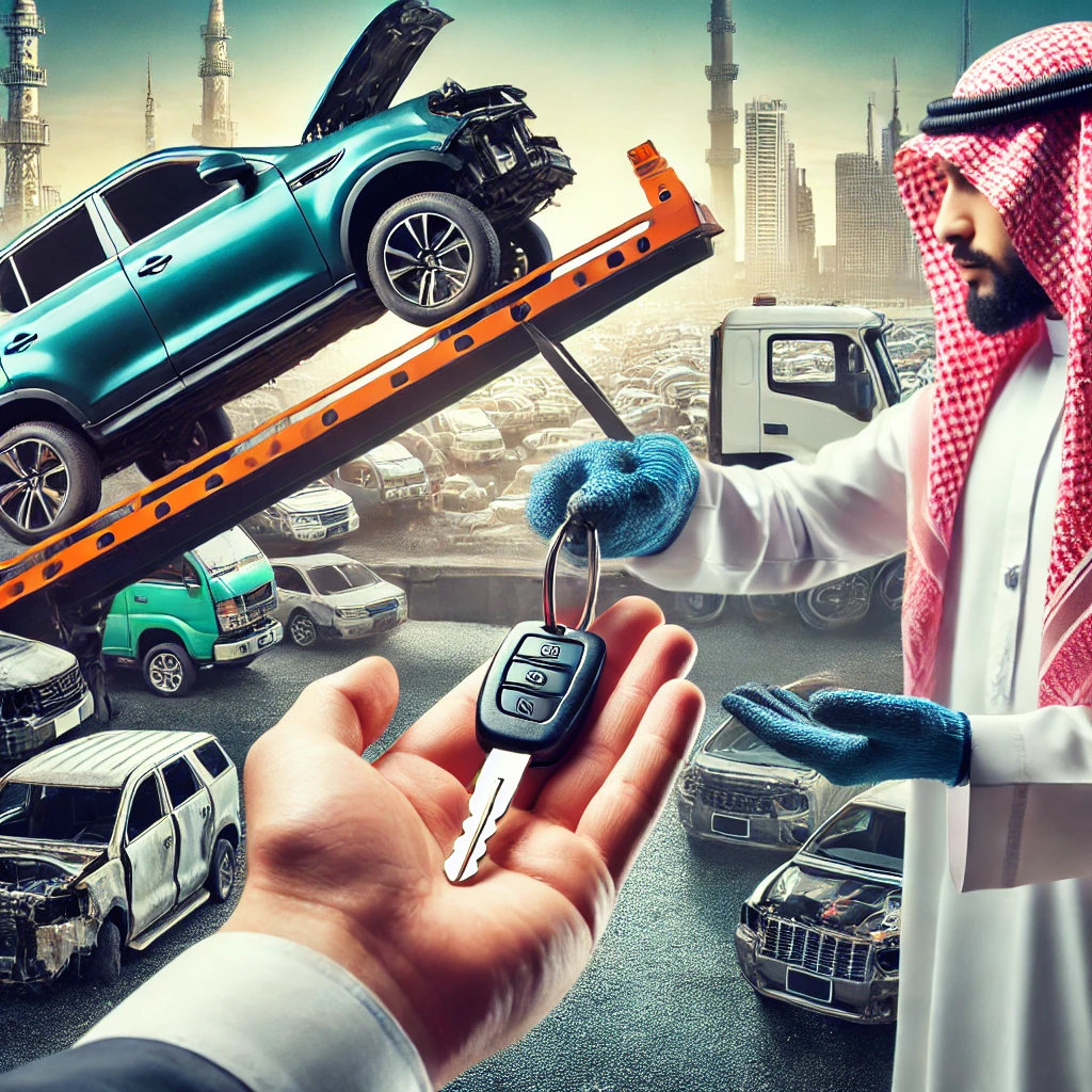 تسليم مفاتيح السيارة المصدومة لبيعها بالرياض